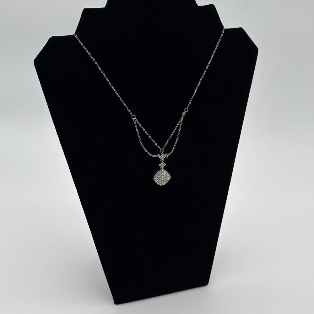 Roman Elegance Crystal Layered Pendant Necklace Silver Tone‎ NWT Adjustable